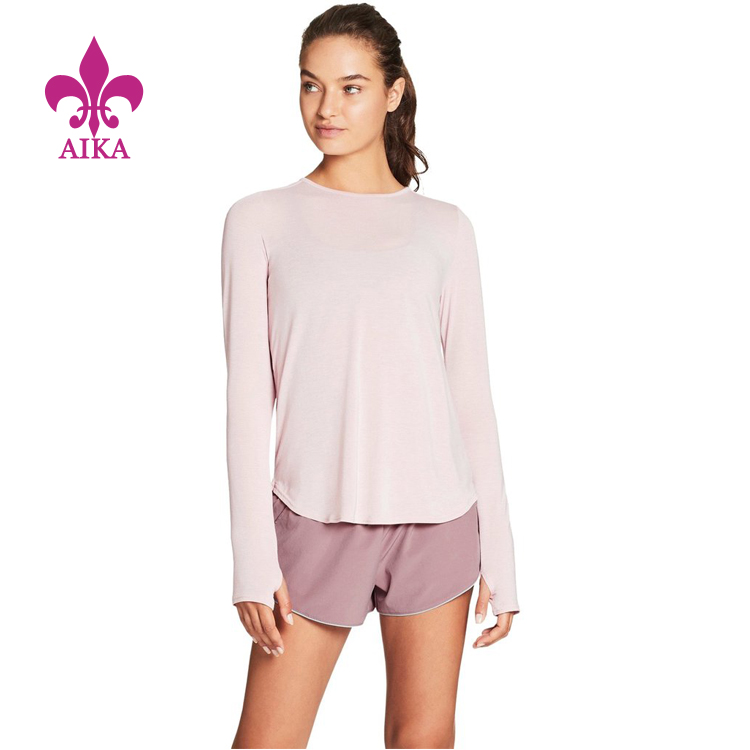 China Autumn Gym Wear Compression Long Sleeve T Shirts For Women Sports  Training factory and manufacturers