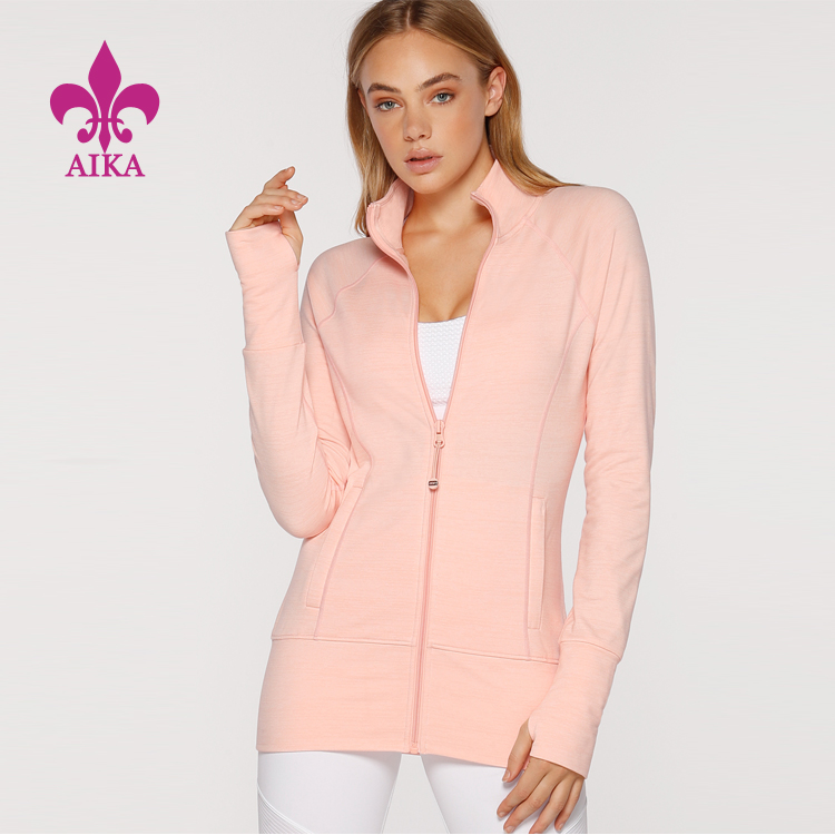 Online Exporter Custom Gym Wear - Custom Popular Style Blank fitness gym air permeability cotton Hoodies woman  sports jackets – AIKA