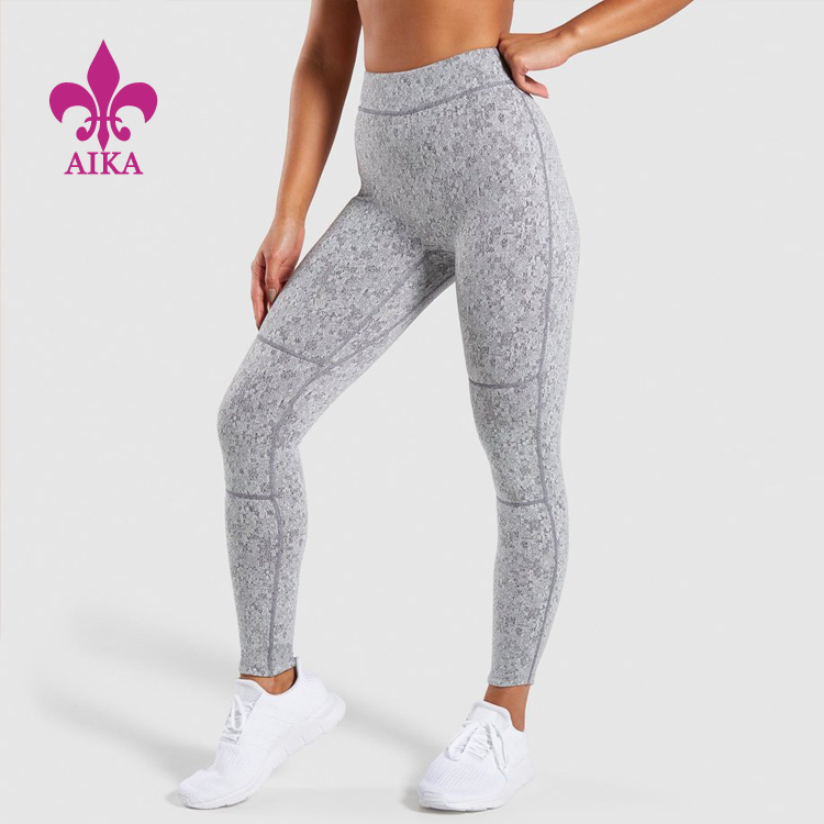 High quality NO Front Crotch seamline design Custom printing fitness workout leggings for women