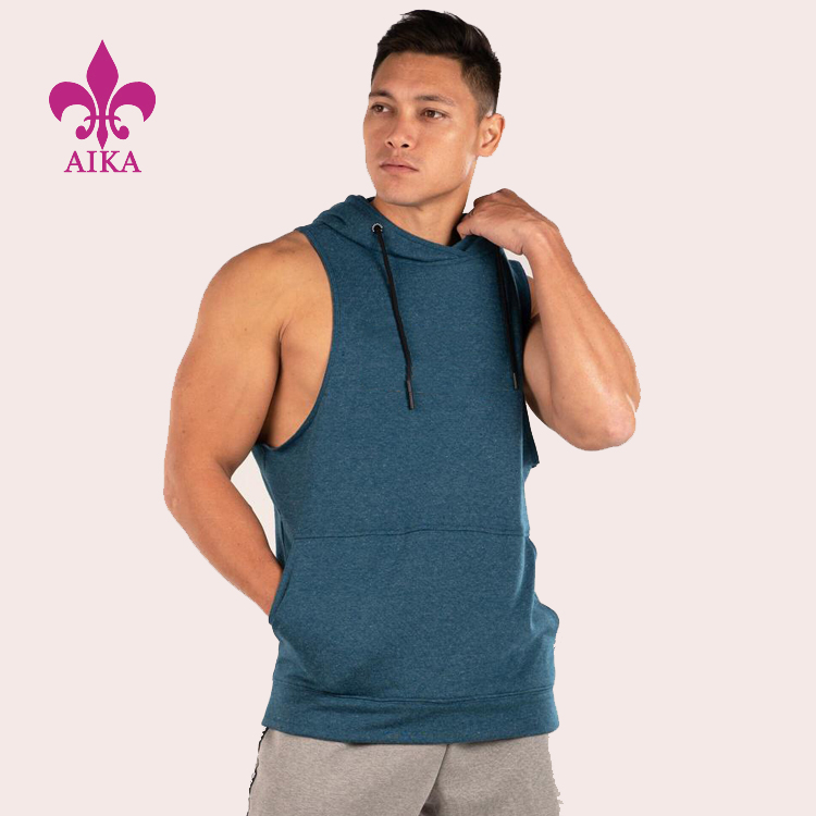 Factory wholesale Yoga Clothing - OEM Wholesale Custom Logo Summer First Quality  Blank Fitness Men Gym Sleeveless Hoodies – AIKA