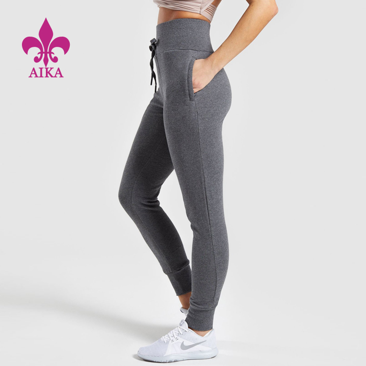 2019 Latest Design Yoga Wear Supplier - Wholesale Custom cotton spandex high waisted drawstring slim fit cargo pants women – AIKA