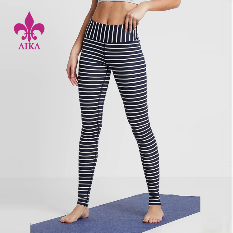 Popular Design for Polo T Shirts - Custom wholesale first quality fitness high wrist striped women yoga gym sports leggings – AIKA