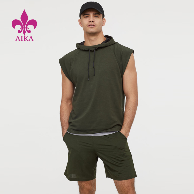 New Arrival China Men Sportswear Clothing - Custom High quality Terry Fabric Sport Gym Clothing Mens Sleeveless Tank Top Hoodies – AIKA