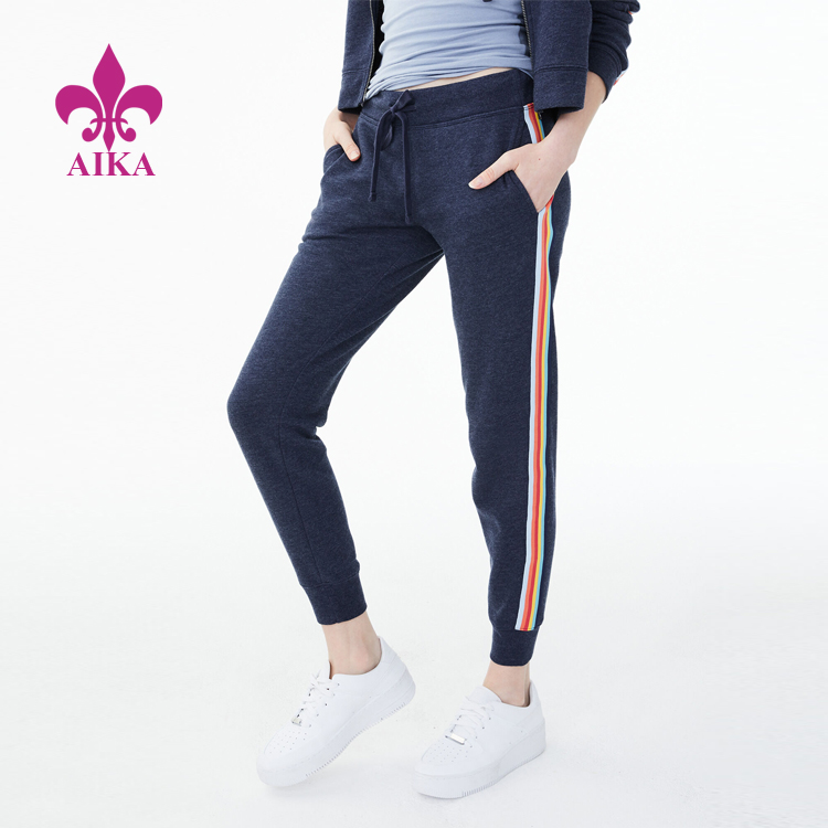 Wholesale Price Yoga Sets Fitness - 2019 Autumn Popular Fashion Design Rainbow Side Stripes Sports Outdoor Women Jogger Pants – AIKA