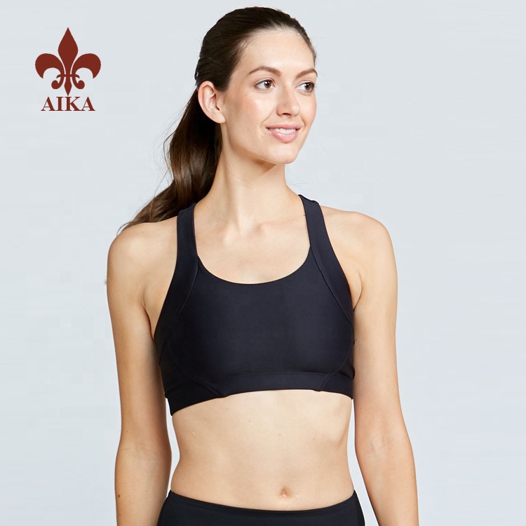 China Manufacturer for Wholesale Sportswear - High quality custom made private label sexy girls polyester spandex plain fitness black sports bra – AIKA