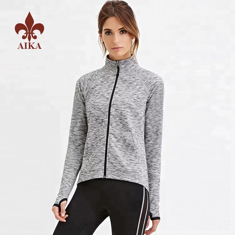 Discount wholesale Wholesale Sports Bra - High quality Custom full zipper-up Dry fit outdoor girls sports wear jacket – AIKA