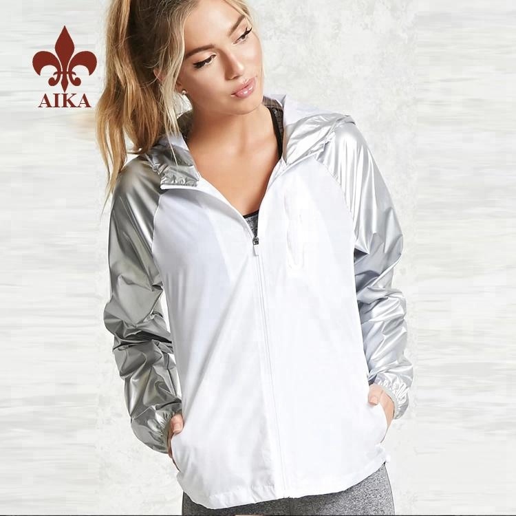 Good Quality Sports Shorts - 2019 Best quality Custom 3/4 zipper-up Reflective shiny active hoodies for women – AIKA