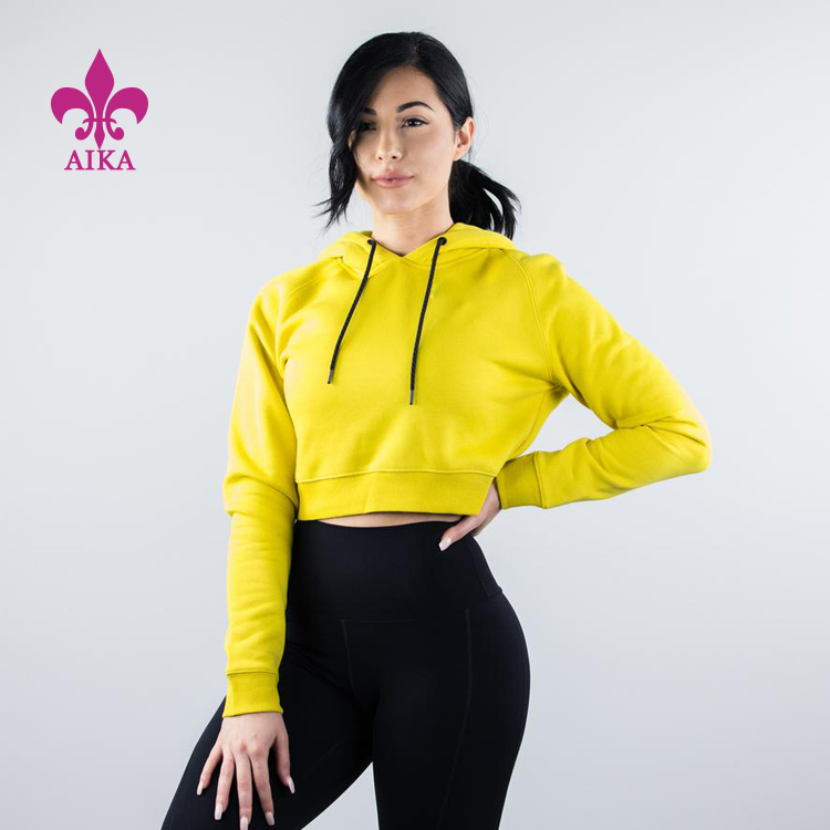 Chinese wholesale Women Sportswear - 2019 Wholesale Customized drawstring french terry loose fit pullover crop hoodies for women – AIKA