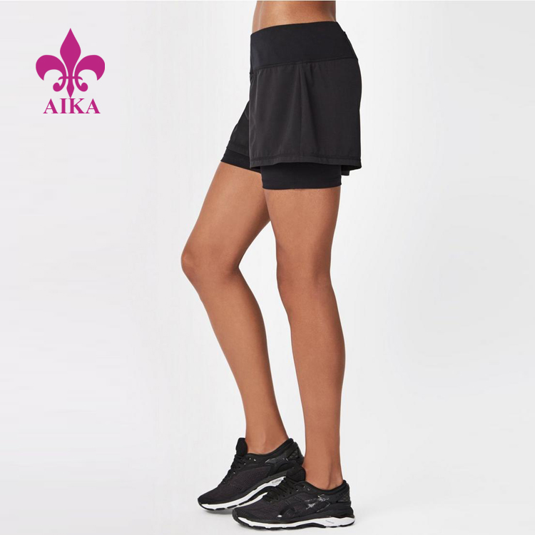 Wholesale Custom New Designed Lightweight Sweat-wicking Women 2 in 1 Running Shorts