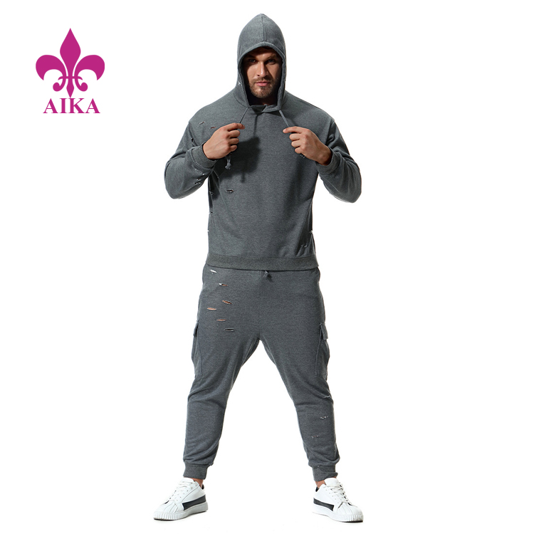 Wholesale Sportswear Custom cotton polyester spandex gym tracksuits for men