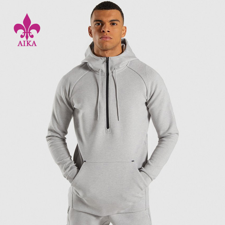 China Cheap price Yoga Polyester Wear - Hot Sale High quality half zipper designed soft Anti-pilling cotton fabric plus size men’s pullover hoodies – AIKA