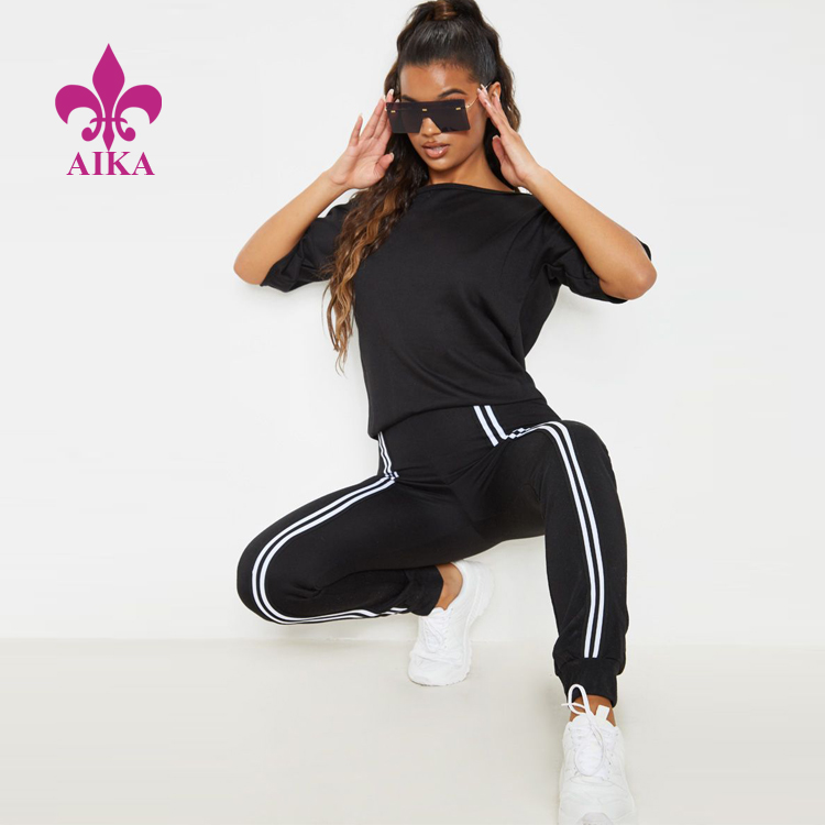 Massive Selection for Yoga Pants With Pockets - Wholesale Custom Cotton/Polyester Loop Back Waisted Sports Women Stripe Jumpsuit – AIKA
