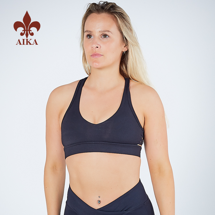 Cheap wholesale custom polyester spandex quick Dry sexy women fitness yoga padded sports bra