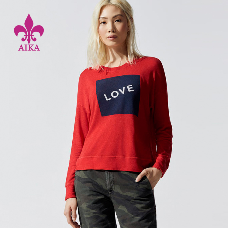 Wholesale Price Yoga Sets Fitness - 2019 High quality Custom cotton polyester fleece fabric women plain sweatshirts – AIKA