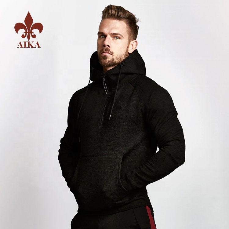 High quality Custom black polyester spandex men winter wears wholesale plain hoodie