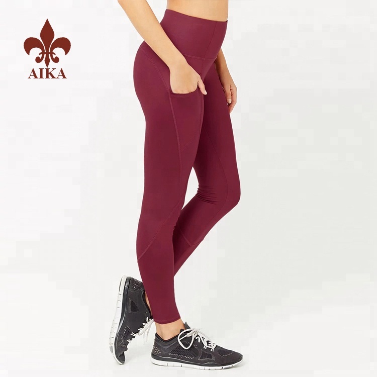 2019 wholesale price Women Tracksuits - 2019 Custom High waist sexy womens skin tight gym yoga leggings with phone pockets – AIKA