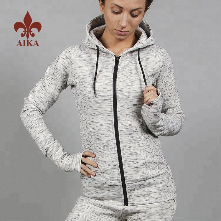 Factory Free sample Sports Shorts - wholesale fashion Custom slim fit polyester spandex plain full zipper hoodies for women – AIKA