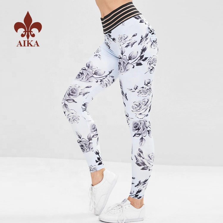 wholesale high waisted digital printing polyester spandex girls fitness skinny workout yoga pants