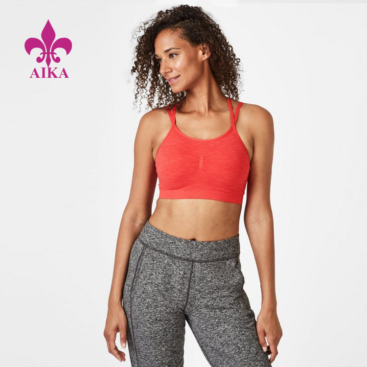 OEM Supply Jogger Pants - High Quality Custom Pretty Comfortable Front Ruching Cross Back Padded Yoga Sports Bra – AIKA