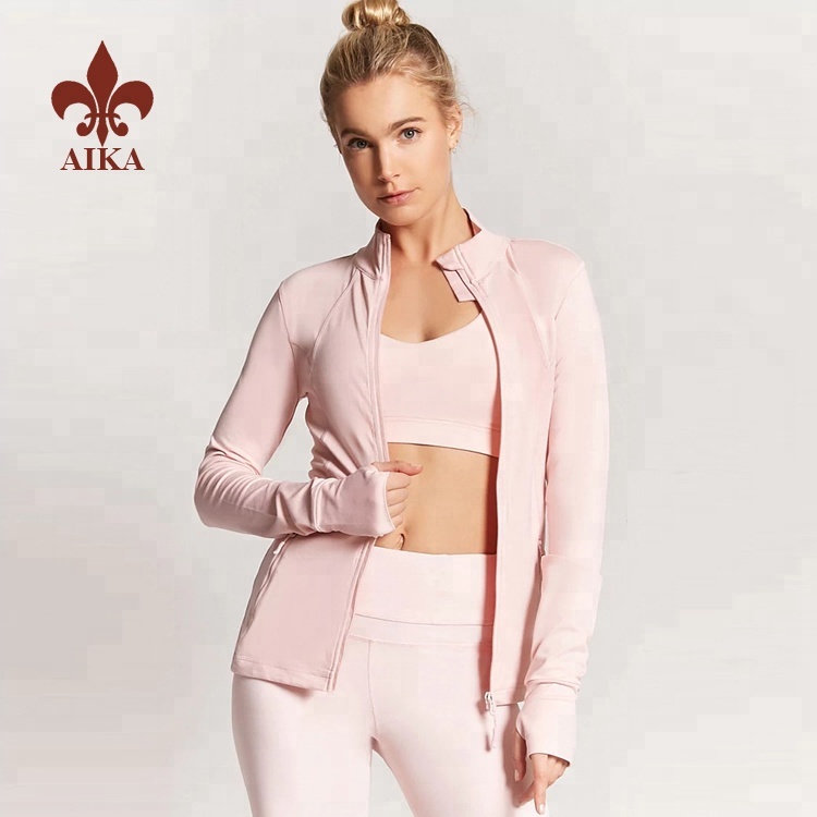 2019 High quality Fitness Shorts - 2019 Wholesale OEM Design Nylon spandex plain flatlock sports Jackets for women – AIKA