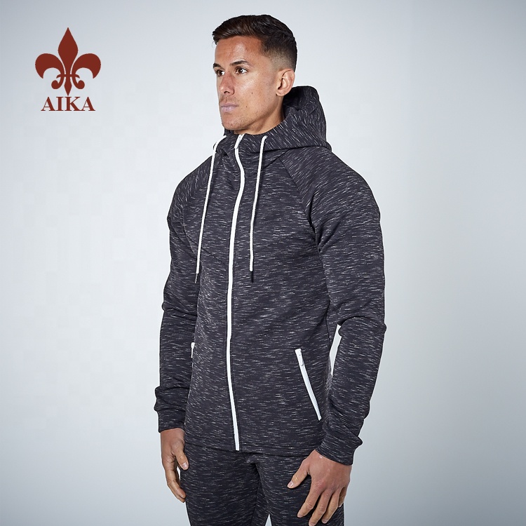 High Quality for Long Pants For Men - OEM good quality Sportswear wholesale custom polyester spandex zipper-up men plain hoodies – AIKA