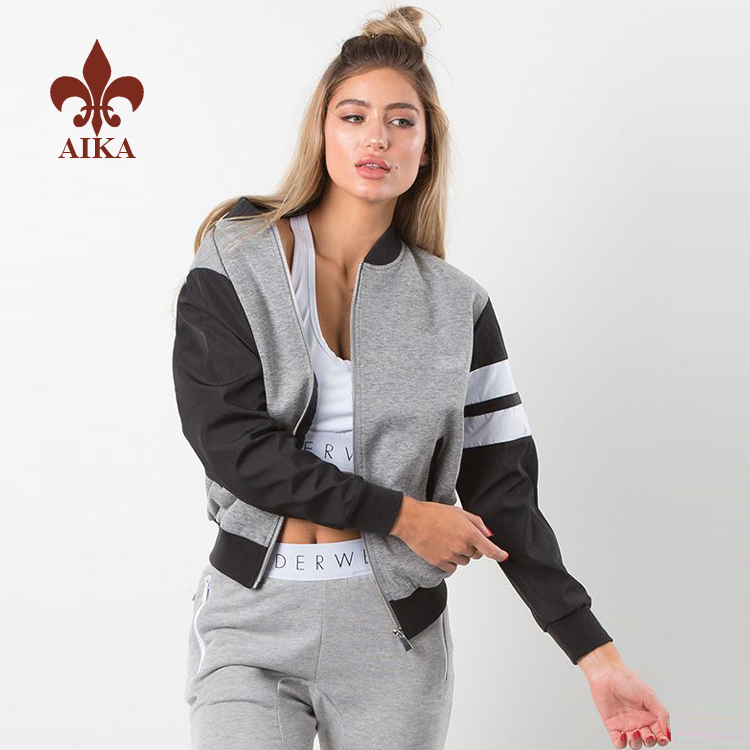 Polyester cotton active sports wear Custom winter varsity women baseball jacket with zipper