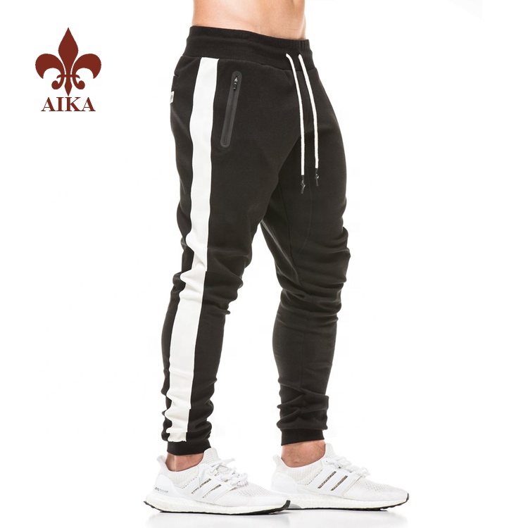 High quality Wholesale custom fashion cotton sports black slim fit mens gym joggers