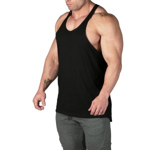 Hot Sale Logo Printing Quick Dry Polyester Spandex Fitness Tank Top For Men