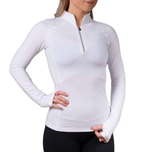 Factory Price Training Wear Quick Dry Lightweight Thumb Holes Quarter Zip Gym Long Sleeve T-shirt For Women