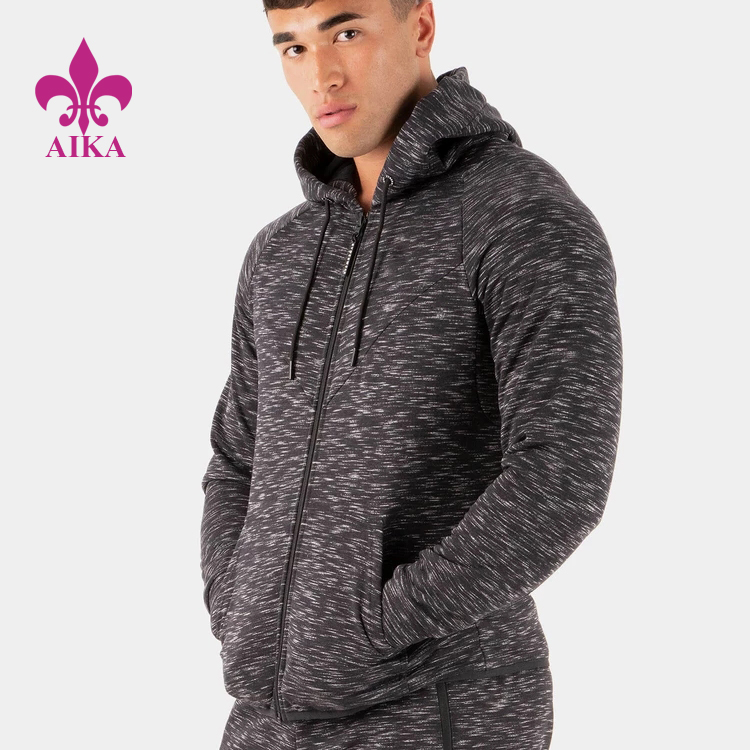 Low MOQ for Legging Pants - Best selling custom comfortable polyester cotton full zip gym hoodie jacket for men sportswear – AIKA