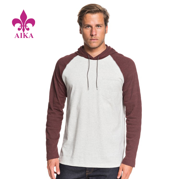 Manufacturer for Men Joggers - High Quality Custom Men Sports Wear Mid-weight Patchwork Long Sleeve Hoodie  – AIKA