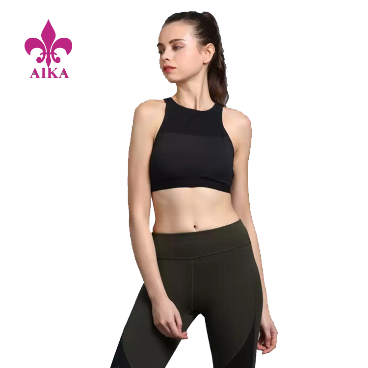 Newly Arrival Wholesale Tracksuits - Popular Cross Back Design Slim Fit High Neck Women Sports Lightly Padded Bra – AIKA