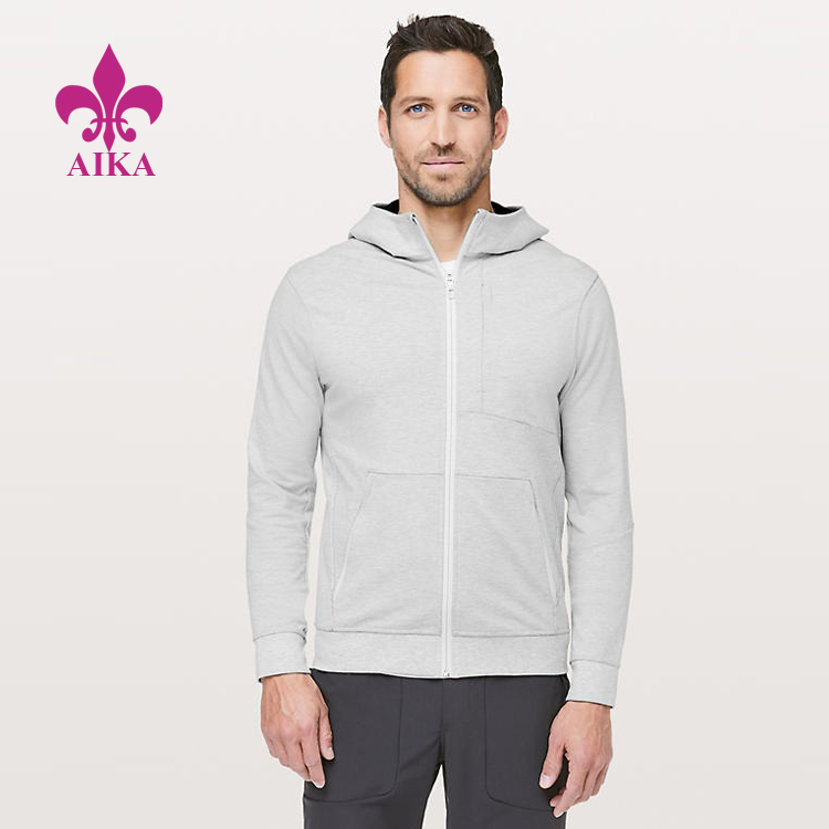 Wholesale Price Men Sportswear Apparel - Custom Sports Wear Stretch French Terry Sweat Zip Hoodie Jacket Men Sweatshirt – AIKA