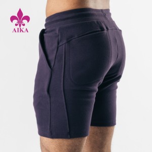 Low Rise Male Gym Wear With Open Side Pockets Relaxed Fit Mens Running Shorts