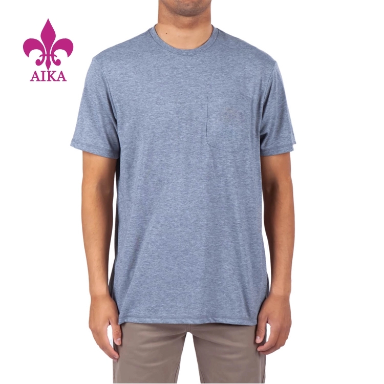 2019 New Style Breathable Yoga Wear - Custom Logo Mens Casual Simple Chest Pocket Active Gym Summer Fitness T-shirt – AIKA