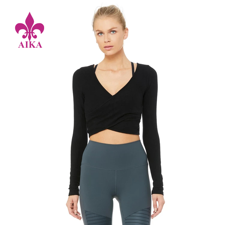 Hot sale Seamless T Shirts - On Trend Yoga Sports Wear Soft Wrap Detail Long Sleeve Top Women Crop Tank Top – AIKA