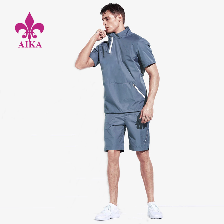 Super Lowest Price Gym tracksuit For Men – Custom Men Sports Wear Fancy Cool Style Lightweight Breathable Gym Running Short Suit – AIKA