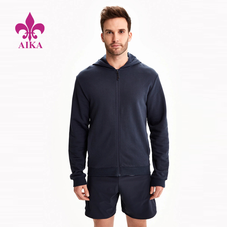 Factory For Woman Yoga Pant Legging - Wholesale Custom Active Wear Full Zip Structured Terry Hoodie Jacket Sweatshirt for Men – AIKA