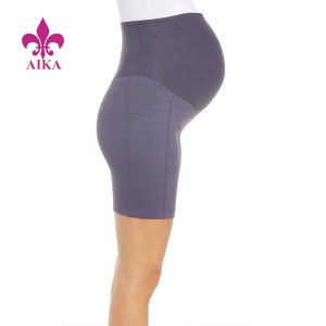Custom Slim Fit Yoga Breathable Quick Dry Polyester Spandex Maternity Shorts for Women