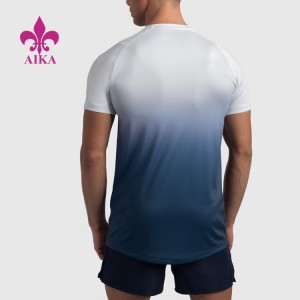 Running Training Wear Custom Wholesale Breathable Gradient Color Gym T Shirt For Men