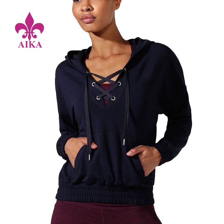Hot New Products Fitness Apparel Manufacturer - High Quality Custom Lace Up Super Soft Cropped Active Hoodie Women Sports Sweatshirt – AIKA