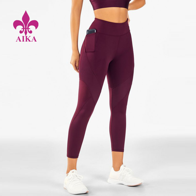 Cheapest Factory Yoga Vest - Fitness Ladies Gym Clothing Wholesale Sports Wear Burgundy Leggins Tigts For Women – AIKA