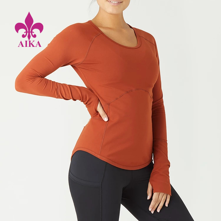 Wholesale Price Yoga Sets Fitness - Autumn Gym Wear Compression Long Sleeve T Shirts For Women Sports Training – AIKA