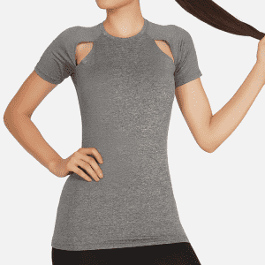 Polyester Fabric Slash Detail Four Way Stretch High Quality Custom Logo Quick Dry Breathable Gym Sports T-shirt For Women