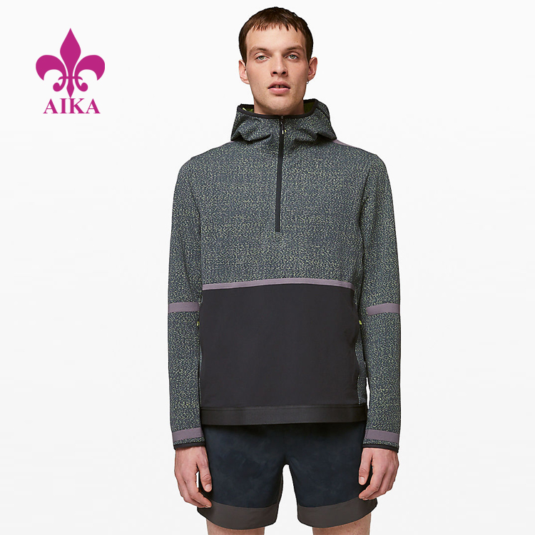 Personlized Products Fitness Bottom – Cheap Manufactory Custom Sweat-Wicking Half Zip Hoodie Sweatshirt Tracksuit for Men – AIKA