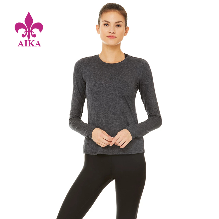 Women Yoga Wear Cozy Solid Jersey Super Soft Breathable Fitness Long Sleeve Top