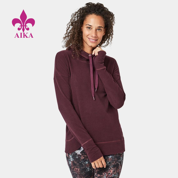OEM Factory for Yoga Clothes Supplier - Women Sports Wear Soft Fleece Cotton Loose Fitting Thumbhole Longline Hem Hoodie – AIKA