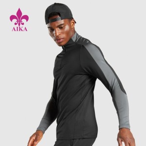 Fast delivery Gym T Shirts For Men – Wholesale Men Clothing Shirts Half Zip Long Sleeve Moisture Wicking Compression Gym T Shirts – AIKA
