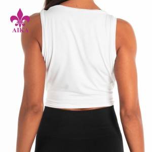 Latest Summer Fitness Ladies Crop Top With Front Tied Up Women’s Crewneck Tank Top