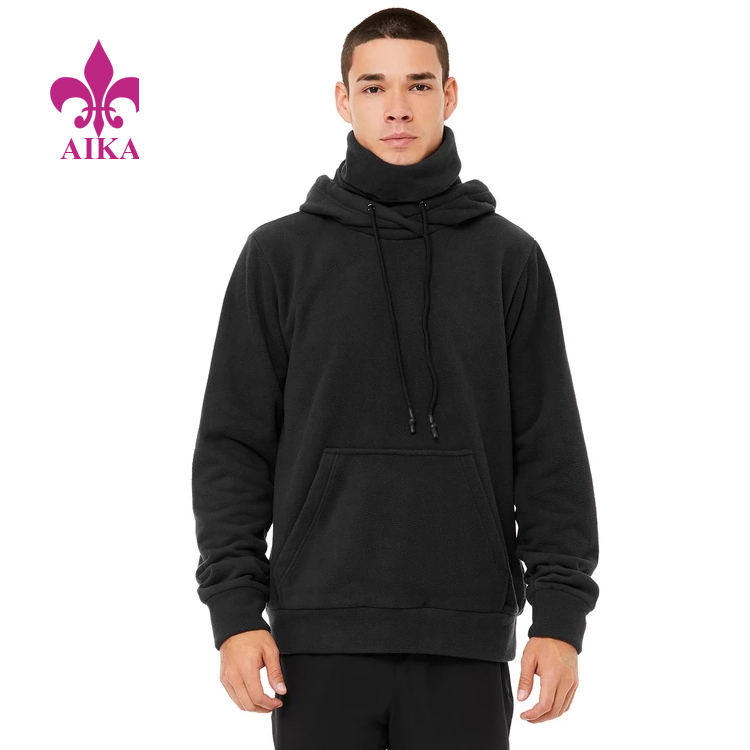 Men Sports Wear Cold Weather Warm High Neck Soft Breathable Layered Pullover Hoodie